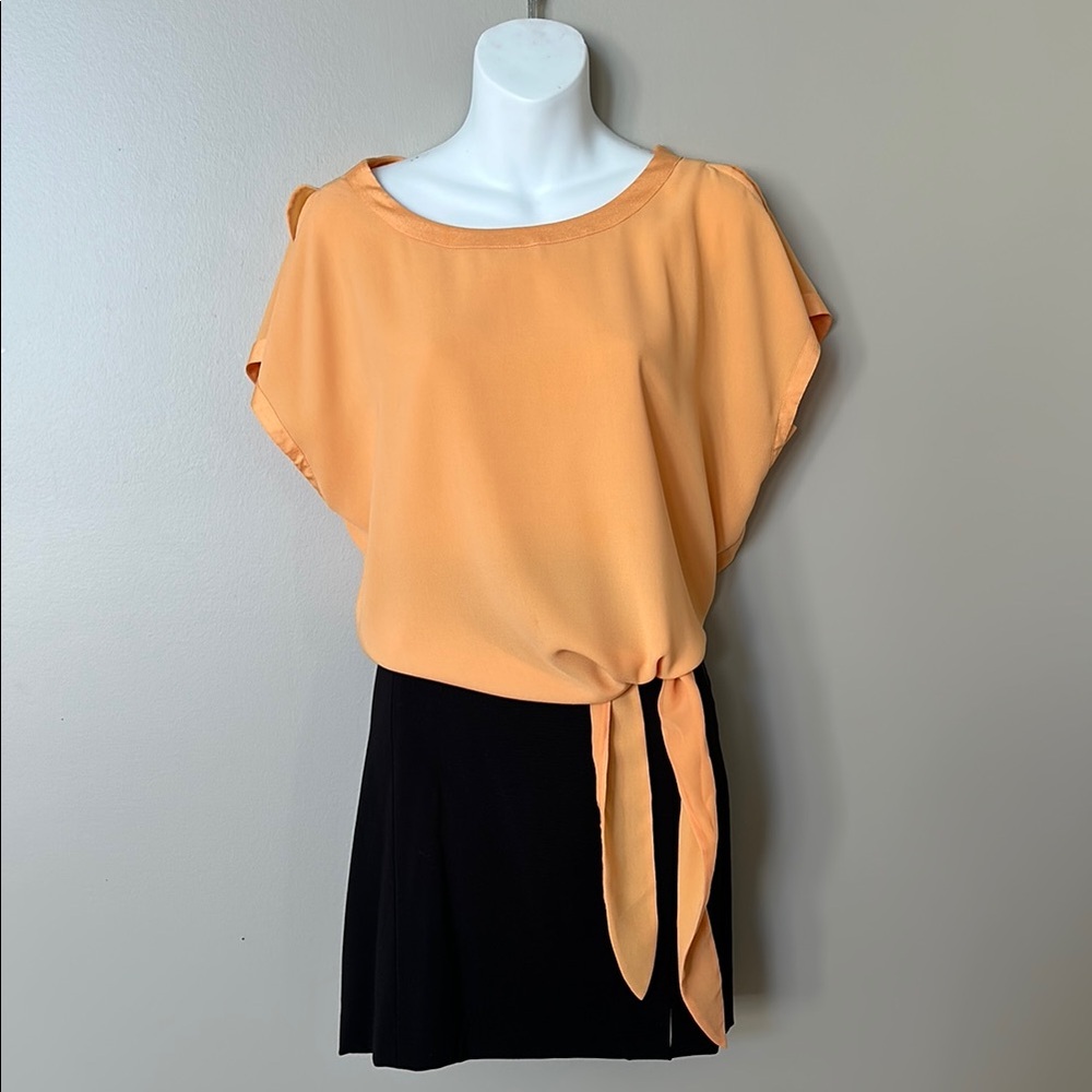 Relaxed Orange Tie Front Blouse